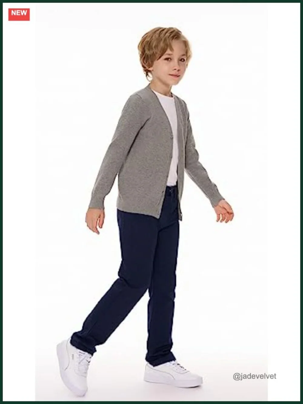 Boys V-Neck Cardigan Sweater Button Down Soft Cotton School Uniform